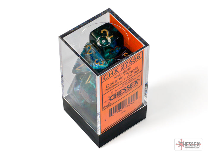 Chessex - Nebula Oceanic/gold Luminary Polyhedral 7-Dice Set