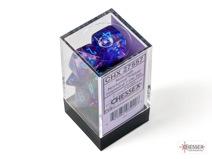 Chessex - Nebula Nocturnal/blue Luminary Polyhedral 7-Dice Set