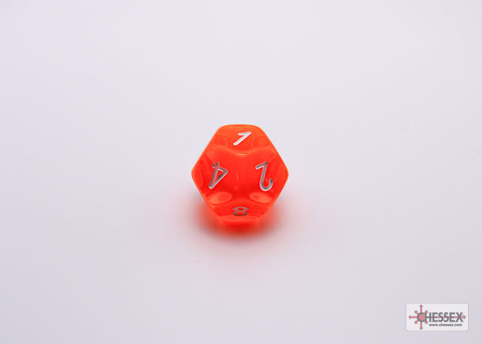 Chessex Lab Dice 7 - Translucent Neon Orange/white Polyhedral 7-Dice Set (with bonus die)