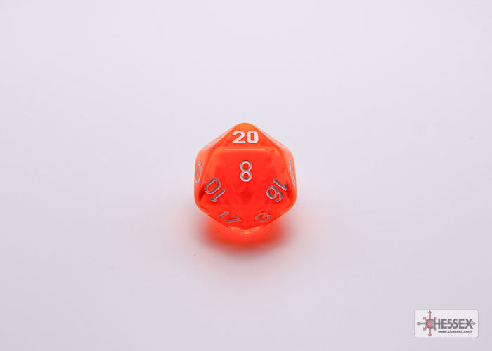Chessex Lab Dice 7 - Translucent Neon Orange/white Polyhedral 7-Dice Set (with bonus die)