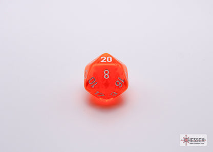 Chessex Lab Dice 7 - Translucent Neon Orange/white Polyhedral 7-Dice Set (with bonus die)