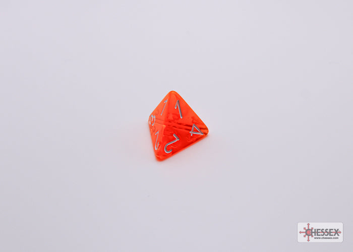 Chessex Lab Dice 7 - Translucent Neon Orange/white Polyhedral 7-Dice Set (with bonus die)