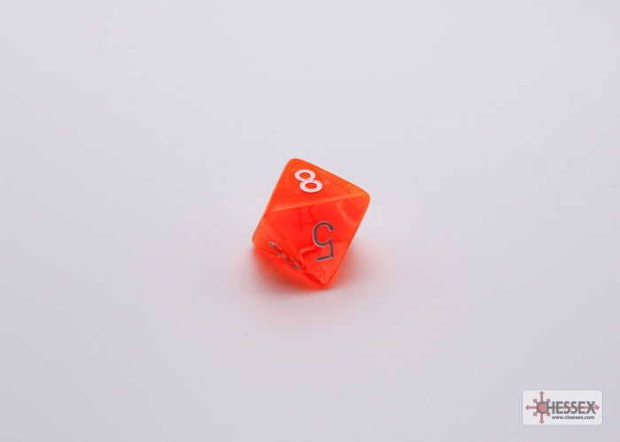 Chessex Lab Dice 7 - Translucent Neon Orange/white Polyhedral 7-Dice Set (with bonus die)