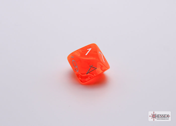 Chessex Lab Dice 7 - Translucent Neon Orange/white Polyhedral 7-Dice Set (with bonus die)