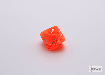 Chessex Lab Dice 7 - Translucent Neon Orange/white Polyhedral 7-Dice Set (with bonus die)