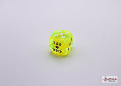 Chessex Lab Dice 7 - Translucent Neon Yellow/white Polyhedral 7-Dice Set (with bonus die)
