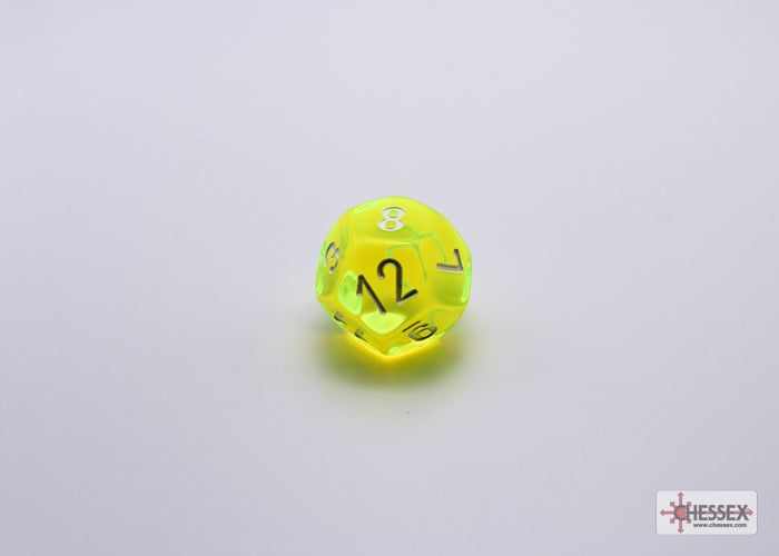 Chessex Lab Dice 7 - Translucent Neon Yellow/white Polyhedral 7-Dice Set (with bonus die)