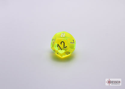 Chessex Lab Dice 7 - Translucent Neon Yellow/white Polyhedral 7-Dice Set (with bonus die)