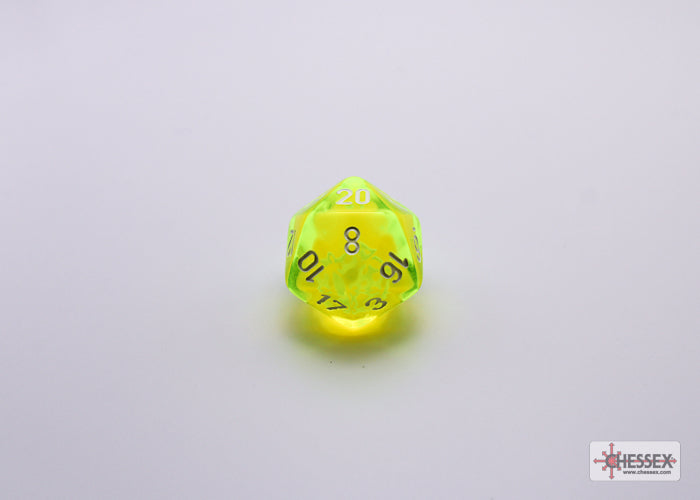 Chessex Lab Dice 7 - Translucent Neon Yellow/white Polyhedral 7-Dice Set (with bonus die)