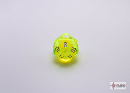 Chessex Lab Dice 7 - Translucent Neon Yellow/white Polyhedral 7-Dice Set (with bonus die)