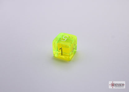 Chessex Lab Dice 7 - Translucent Neon Yellow/white Polyhedral 7-Dice Set (with bonus die)