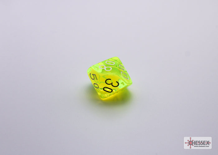 Chessex Lab Dice 7 - Translucent Neon Yellow/white Polyhedral 7-Dice Set (with bonus die)