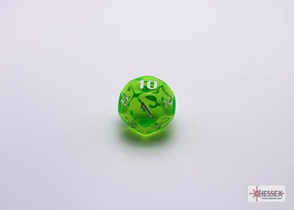 Chessex Lab Dice 7 - Translucent Rad Green/white Polyhedral 7-Dice Set (with bonus die)