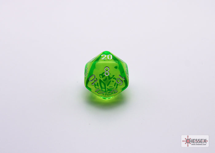 Chessex Lab Dice 7 - Translucent Rad Green/white Polyhedral 7-Dice Set (with bonus die)