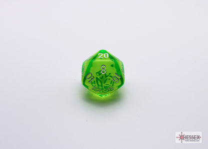 Chessex Lab Dice 7 - Translucent Rad Green/white Polyhedral 7-Dice Set (with bonus die)