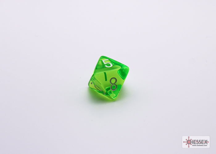 Chessex Lab Dice 7 - Translucent Rad Green/white Polyhedral 7-Dice Set (with bonus die)
