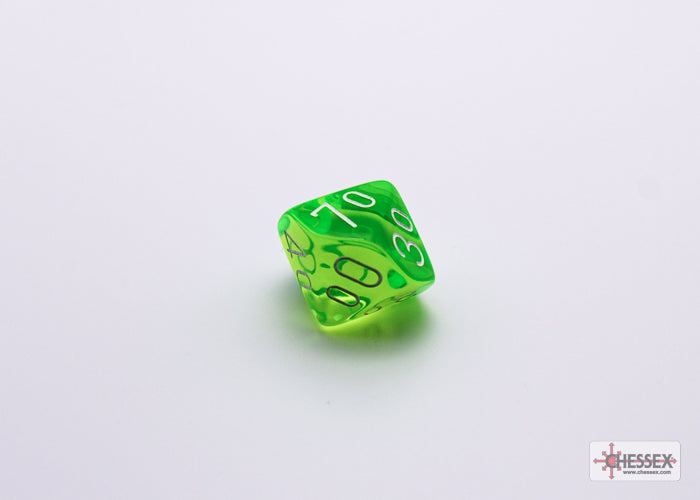 Chessex Lab Dice 7 - Translucent Rad Green/white Polyhedral 7-Dice Set (with bonus die)