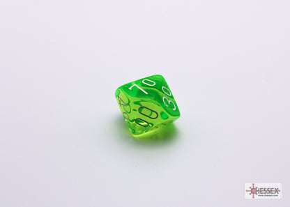 Chessex Lab Dice 7 - Translucent Rad Green/white Polyhedral 7-Dice Set (with bonus die)