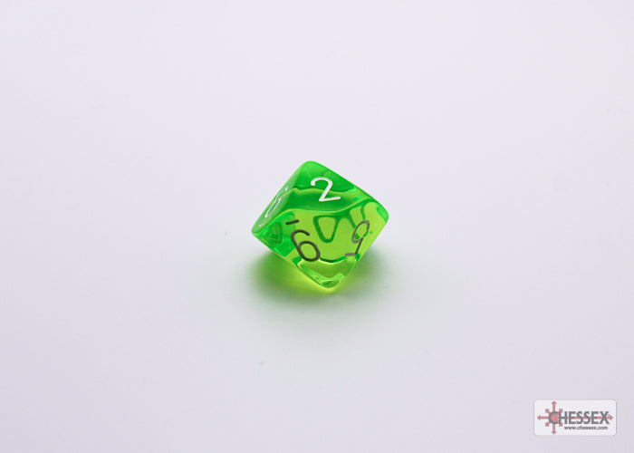 Chessex Lab Dice 7 - Translucent Rad Green/white Polyhedral 7-Dice Set (with bonus die)