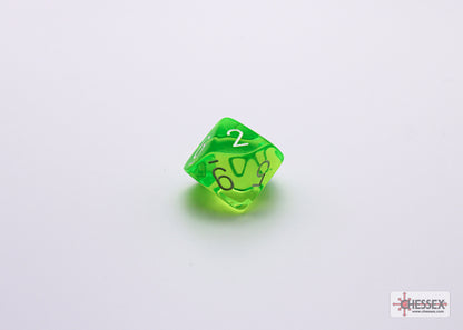 Chessex Lab Dice 7 - Translucent Rad Green/white Polyhedral 7-Dice Set (with bonus die)