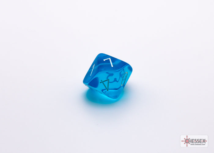 Chessex Lab Dice 7 - Translucent Tropical Blue/white Polyhedral 7-Dice Set (with bonus die)
