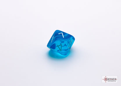 Chessex Lab Dice 7 - Translucent Tropical Blue/white Polyhedral 7-Dice Set (with bonus die)