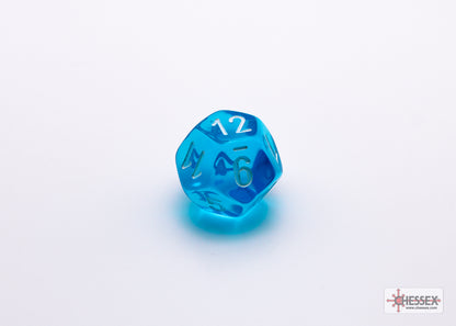 Chessex Lab Dice 7 - Translucent Tropical Blue/white Polyhedral 7-Dice Set (with bonus die)
