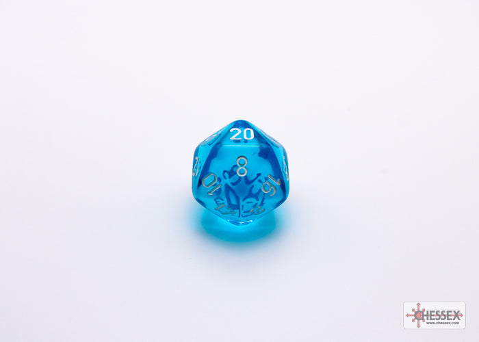 Chessex Lab Dice 7 - Translucent Tropical Blue/white Polyhedral 7-Dice Set (with bonus die)