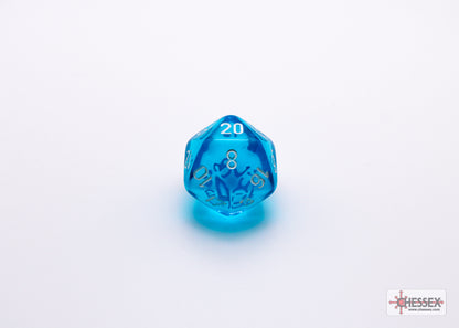 Chessex Lab Dice 7 - Translucent Tropical Blue/white Polyhedral 7-Dice Set (with bonus die)