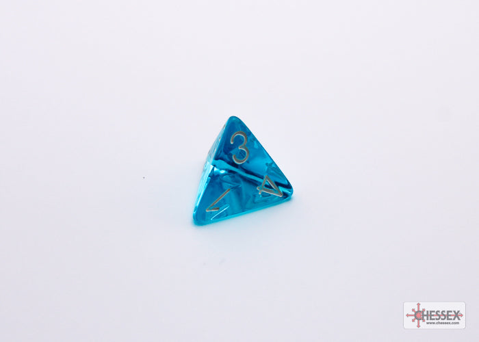 Chessex Lab Dice 7 - Translucent Tropical Blue/white Polyhedral 7-Dice Set (with bonus die)