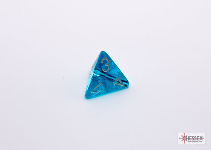 Chessex Lab Dice 7 - Translucent Tropical Blue/white Polyhedral 7-Dice Set (with bonus die)