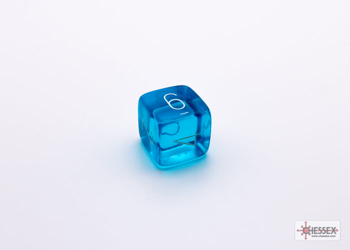 Chessex Lab Dice 7 - Translucent Tropical Blue/white Polyhedral 7-Dice Set (with bonus die)