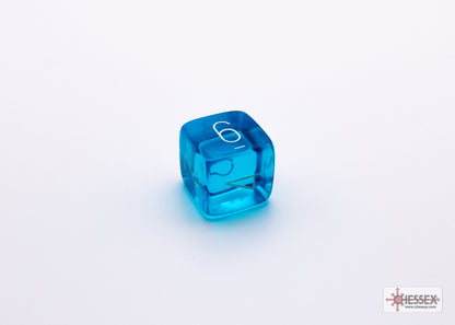 Chessex Lab Dice 7 - Translucent Tropical Blue/white Polyhedral 7-Dice Set (with bonus die)