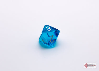 Chessex Lab Dice 7 - Translucent Tropical Blue/white Polyhedral 7-Dice Set (with bonus die)