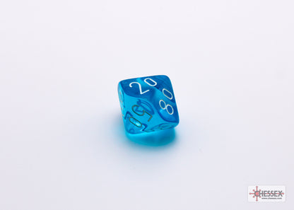 Chessex Lab Dice 7 - Translucent Tropical Blue/white Polyhedral 7-Dice Set (with bonus die)