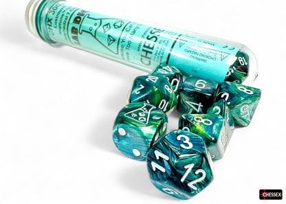 Chessex -  Lustrous Neptune/grey Polyhedral 7-Dice Set (with bonus die)