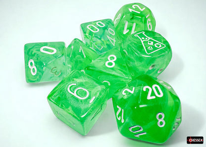 Chessex Lab Dice 9 - Nebula Gelatinous/white Polyhedral 7-Dice Set (with bonus die)