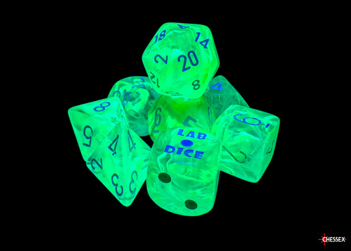 Chessex Lab Dice 9 - Nebula Gelatinous/white Polyhedral 7-Dice Set (with bonus die)