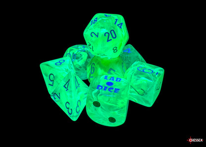 Chessex Lab Dice 9 - Nebula Gelatinous/white Polyhedral 7-Dice Set (with bonus die)