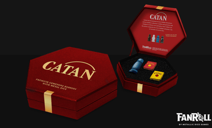 CATAN® Premium Robber Figurine & Solid Metal d6 Dice Set- Various Colors - Fanroll Dice