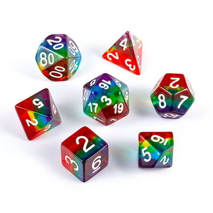 Resin Dice Set (7pcs) [Clear Rainbow] - Dice Habit