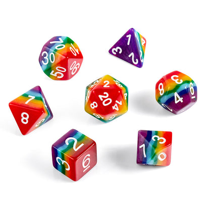 Resin Dice Set (7pcs) [Rainbow] - Dice Habit