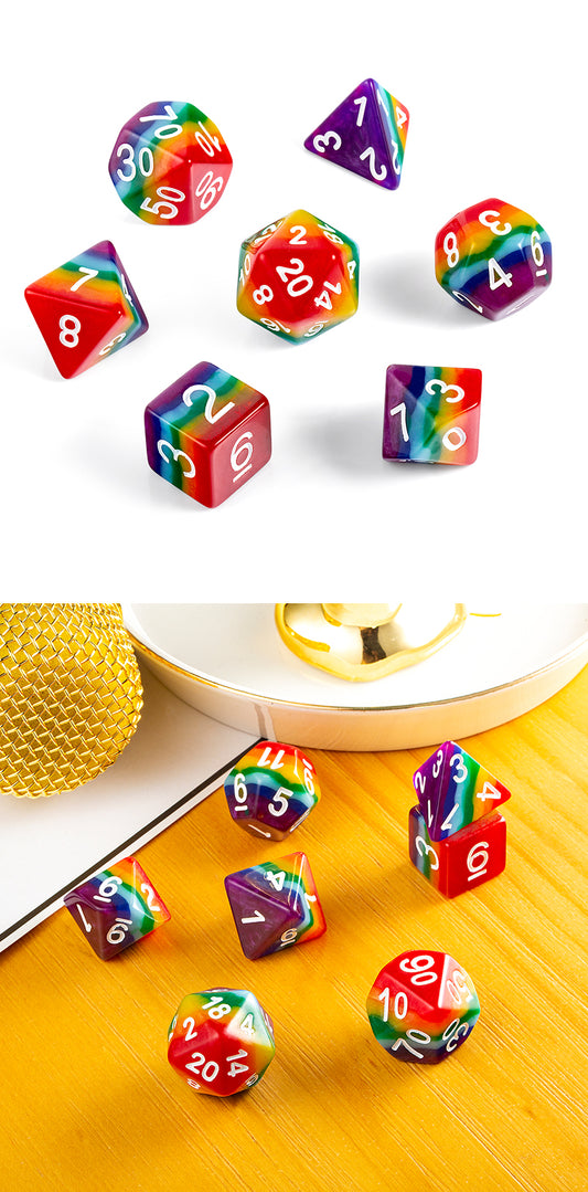 Resin Dice Set (7pcs) [Rainbow] - Dice Habit