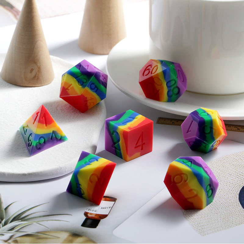 Silicone Dice Set (7pcs) [Rainbow]
