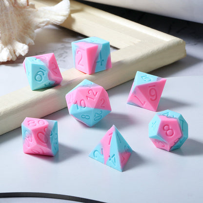 Silicone Dice Set (7pcs) [Bubble Gum] - Dice Habit