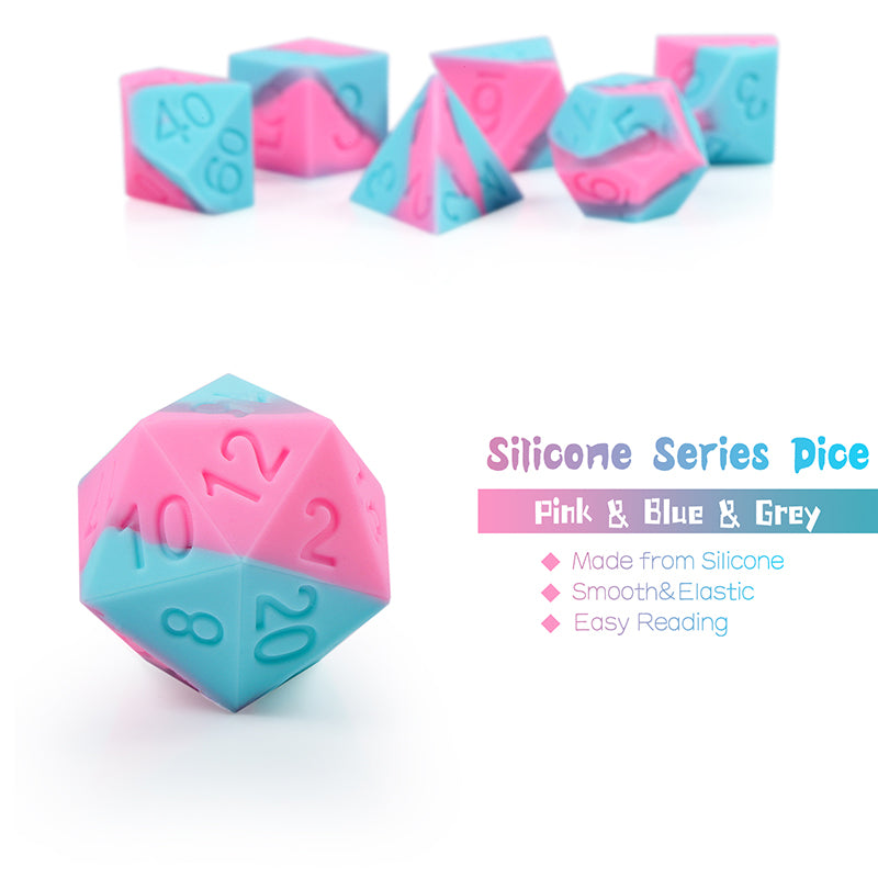 Silicone Dice Set (7pcs) [Bubble Gum]
