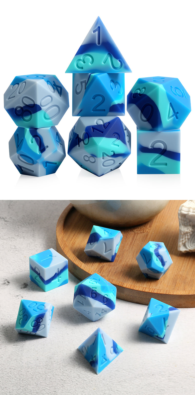 Silicone Dice Set (7pcs) [Jet Stream] - Dice Habit