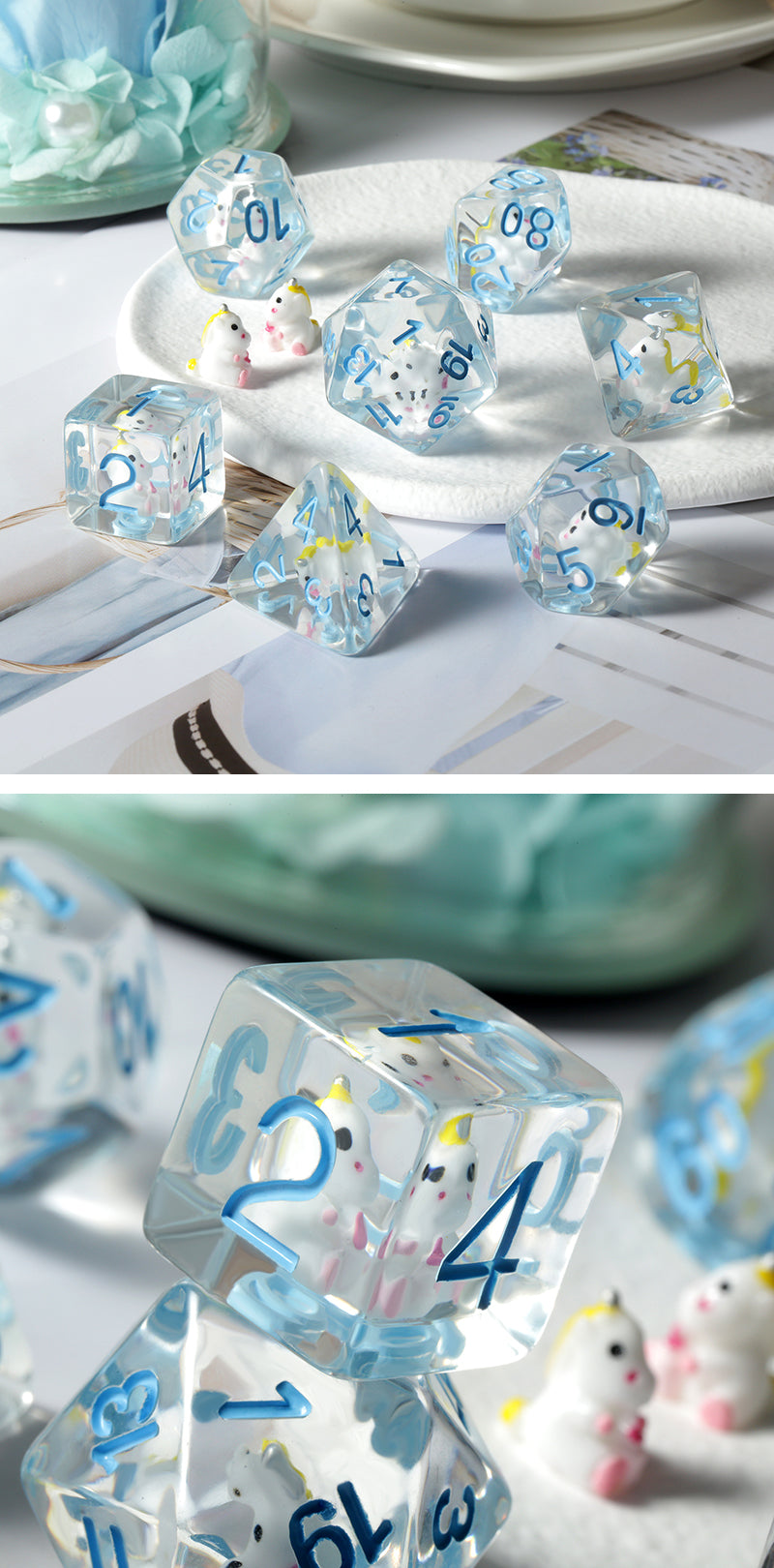 Resin Dice Set (7pcs) [Unicorn] - Dice Habit