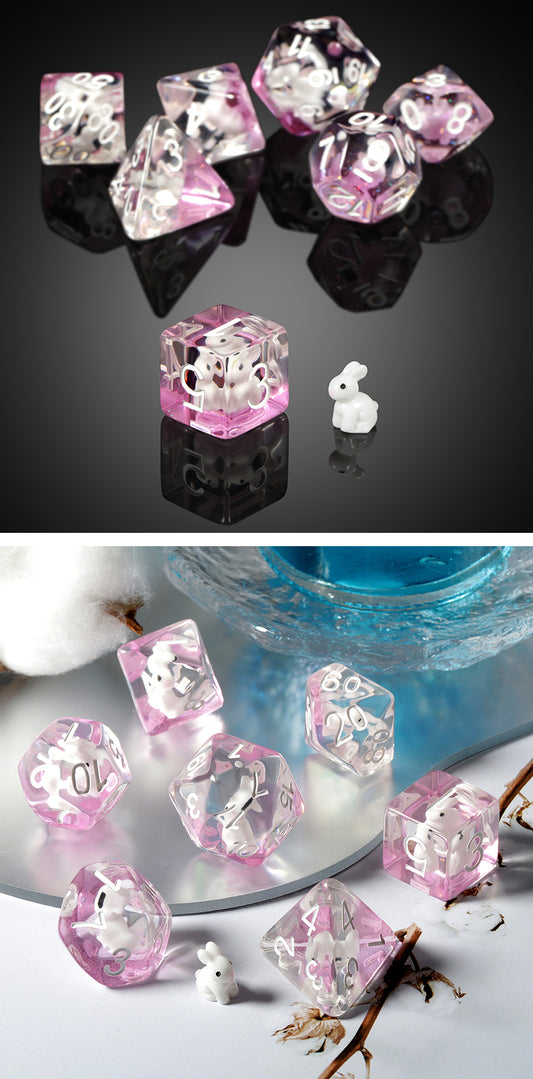 Resin Dice Set (7pcs) [Rabbit] - Dice Habit