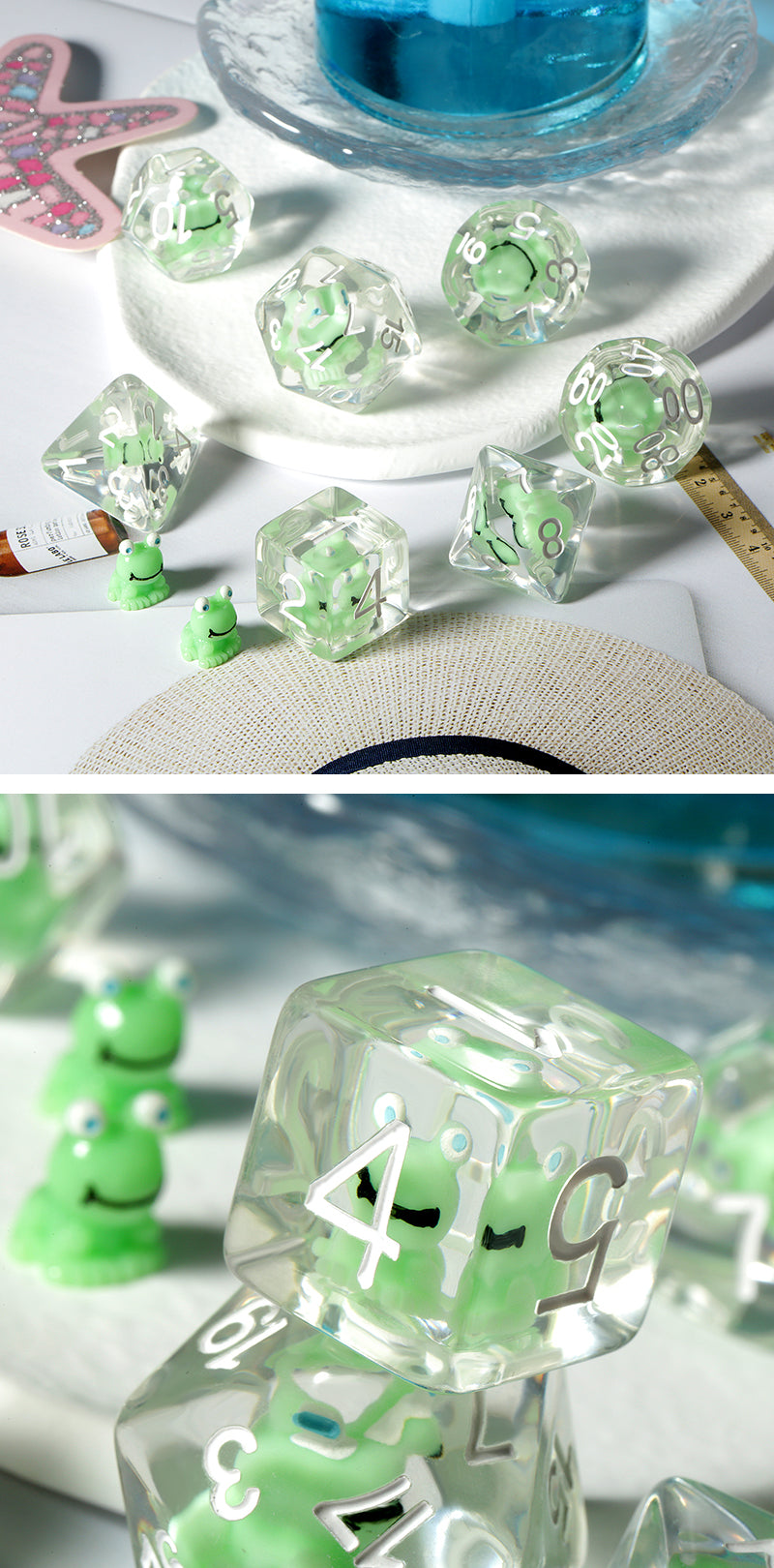 Resin Dice Set (7pcs) [Frog] - Dice Habit